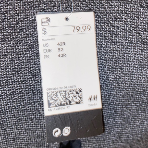 H&M vintage blazer charcoal dress coat suit long sleeve collared button jacket - Picture 10 of 10